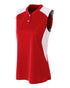 A4 Womens Sleeveless Henley w/ Stretch Mesh Contrast (NW3318), Color 'Scarlet/White'